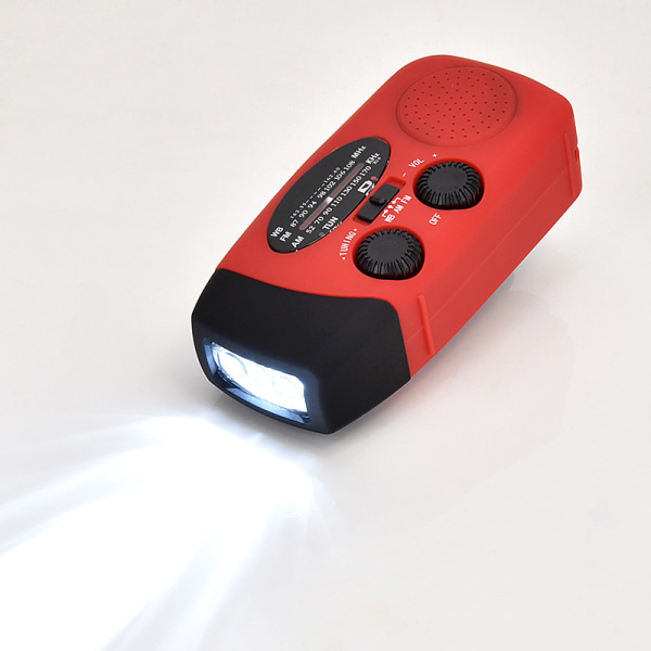 LED-ljus solenergi handvev power larm katastrofförebyggande nödradio RED