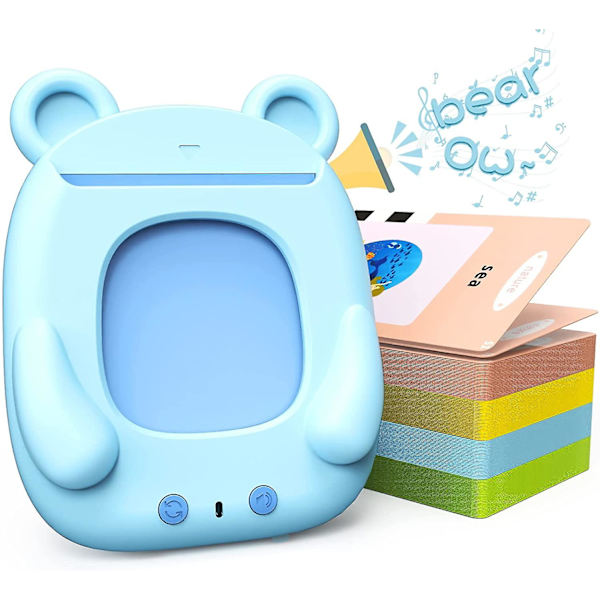 Talking Flash Cards Taleterapi Legetøj - Førskole Baby Pædagogisk Legetøj, Blå blue