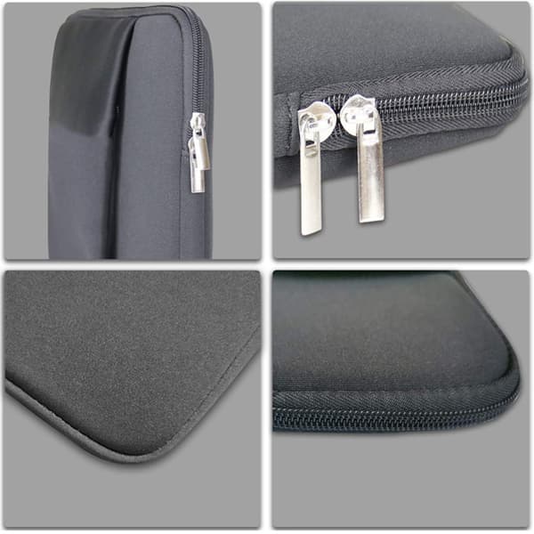 Laptopfodral Mjuk Vadderad Dragkedja med Framficka & Tillbehörsficka Black 15 Inch