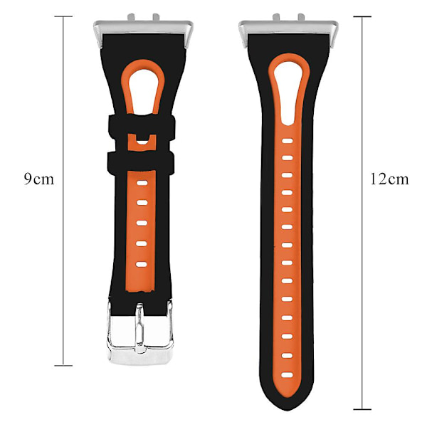 SM-R390 Samsung Galaxy Fit3 -silikoniranneke, säädettävä kaksivärinen rannehihna Black Orange