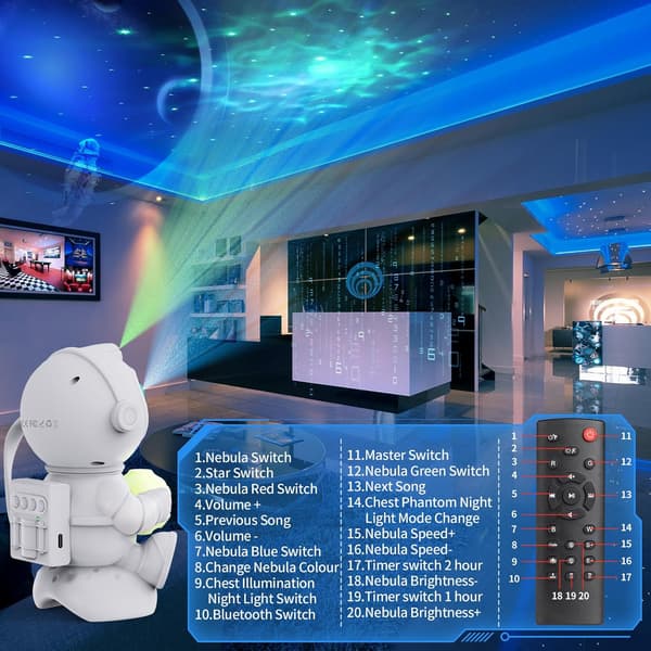 Projektor Astronaut, Inbyggd Bluetooth-högtalare, 8 Nebulosaeffekter (Flygplan) Airplanes