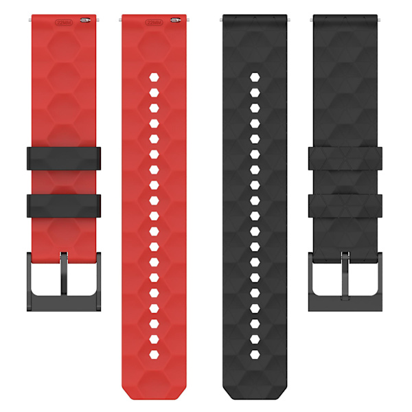 Huami Amazfit GTR 4 46mm:n jalkaranneke, jalkapallokuvioinen kaksiväri 22mm silikoniranneke Black  Red