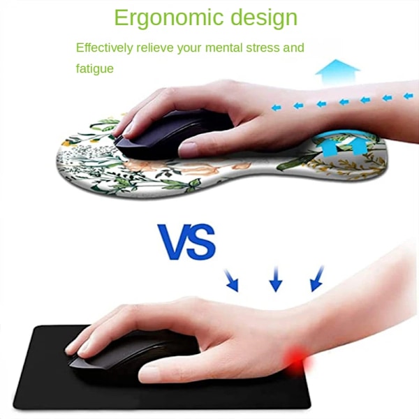 Ergonomiskt handledsstöd halkfri gummimusmatta (Blomma)