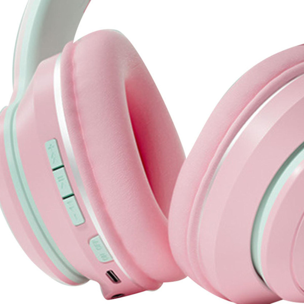 Trådlöst spelheadset Gradient Bt5.2-anslutning Mjuka öronkuddar Färgglada lampor Spelheadset för stationär dator Bärbar dator Pink