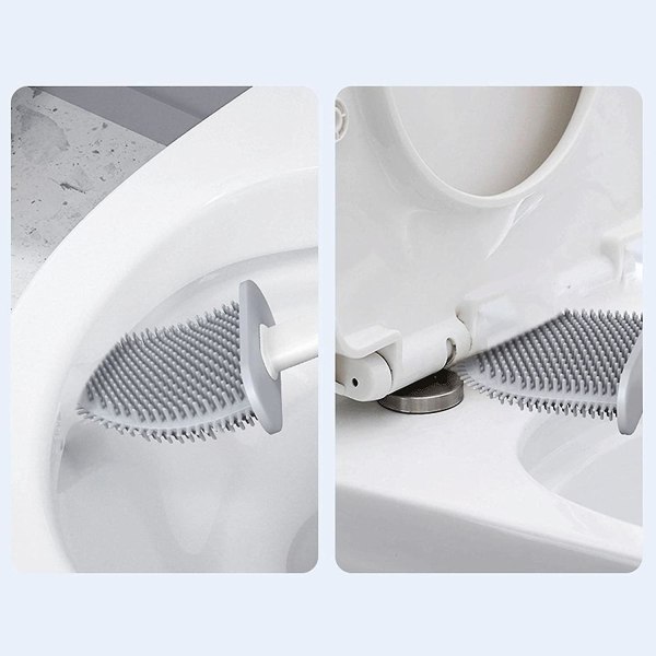 Toalettbørste Silikon, Toalettbørste Og Beholder, Veggmontering &amp; Stående, Toalettbørster For Bad, Med Holder