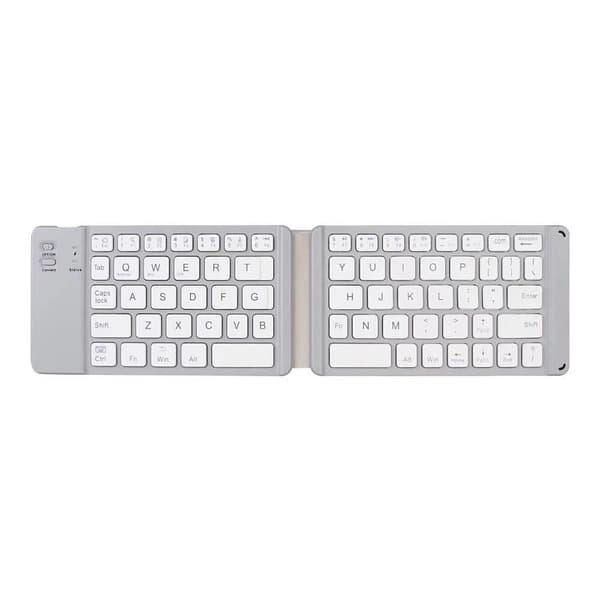 Sammenleggbart tastatur BT18, dobbeltfold for Windows Android iOS (sølv)