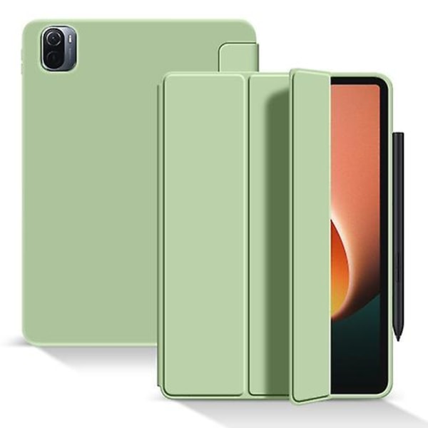 För Xiaomi Pad 5 / Pad 5 Pro Skin Feel Matt Honeycomb Läder Case med Tri-fold fäste Light Green