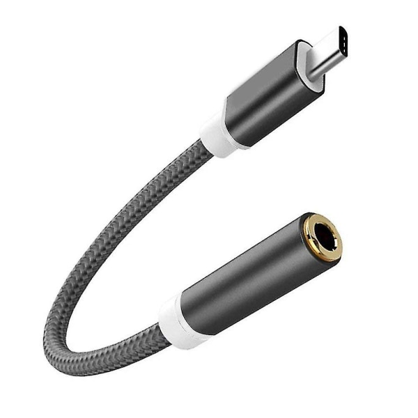 2023 Ny type C til 3,5 mm øretelefonkontakt Aux Usb C-kabel Hodetelefonadapter 3,5-kontakt lydkabel for Huawei P20 Xiaomi Mi 10 Silver
