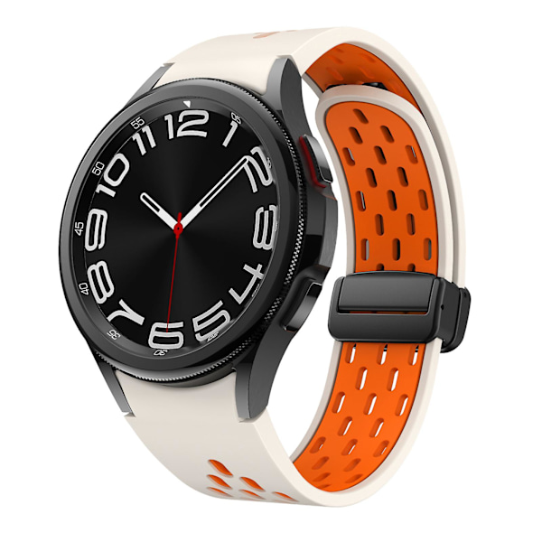 KLB-SSCXKGJ-002 Rem for Samsung Galaxy Watch4 / Watch 5 Pro / Watch6 Rem med magnetisk svart spenne Starlight  Orange Black Buckle