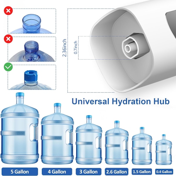 Vikbar Hink Vattenpump Elektrisk Vattendispenser, Smart LED-Display
