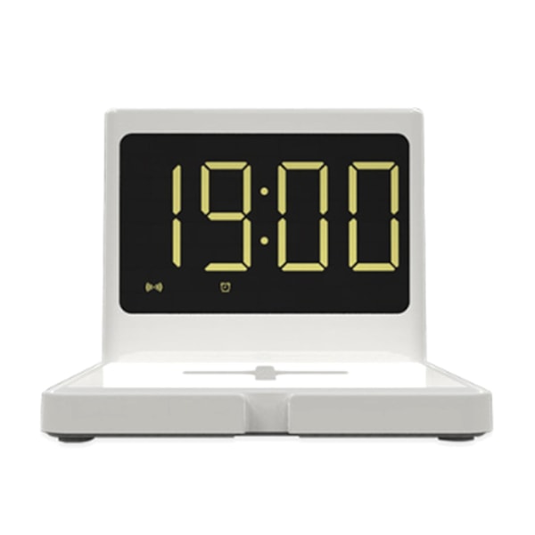 Trådlös laddning LED-display väckarklocka med sömntimer 3-nivå dimmer brett kompatibel med trådlösa laddningssmartphones för sovrum sängbord