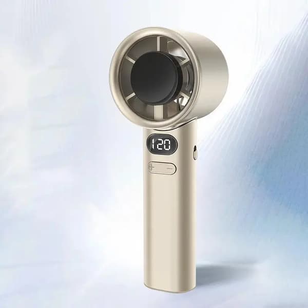 Blæser - Mini Håndholdt 120 Hastighed - USB Genopladelig, Med Digitalt Display (Guld)