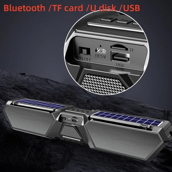 Bluetooth Solar Udendørs Højttaler, Dobbelt Antenne FM Radio (Blå)