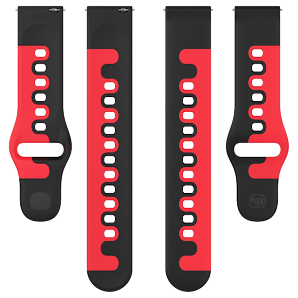 Til Samsung Galaxy Watch6 / Watch6 Classic / Watch 5 / 5 Pro / Watch4 Classic Dual Color Watch Strap 20mm Silikone Watchband Black  Red