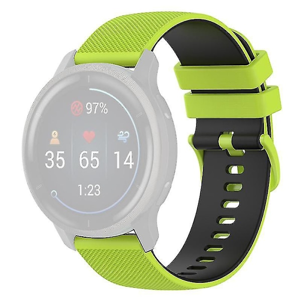 Garmin Venu2 Plus/Vivoactive 3/Vivomove Sport -silikoniranneke, vaihtohihna, 20 mm Light Green Black H Other Smartwatch Model