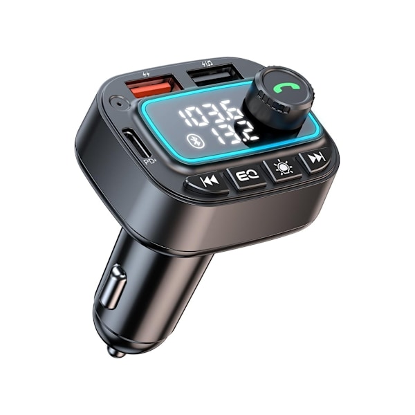 PD30W & 12W Bluetooth 5.3 Biladapter, Handsfree, Djup Bas, Snabbladdning (Svart)