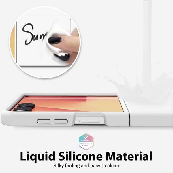 Etui til Samsung Galaxy Z Flip 7, flytende silikon TPU-deksel (hvit)