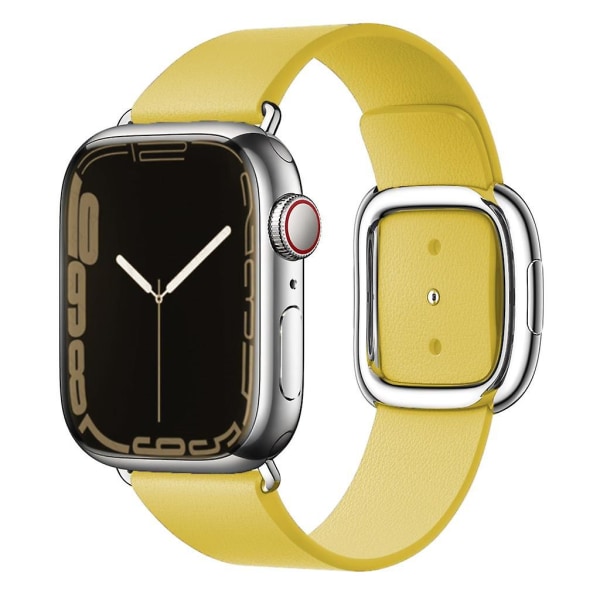 Modern Spänne Rem För Apple Watch Armband 45mm 41mmm 44mm/40mm 38 42mm 49mm Correa Läderarmband Iwatch Serie 3 6 Se 7 8 Ultra 44mm 42mm 45mm 49mm yellow