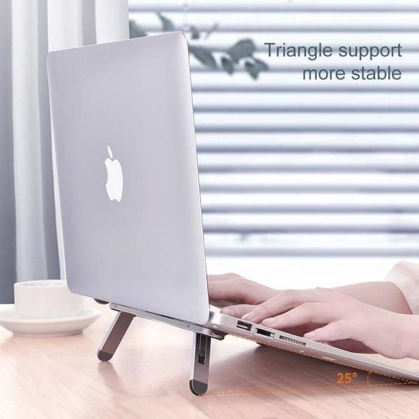 Laptop-stativ For MacBook Air Pro-støtte Nettbrett Bærbart notebookstativ Mini Riser Sammenleggbar Laptop-holder Kjølefeste silver