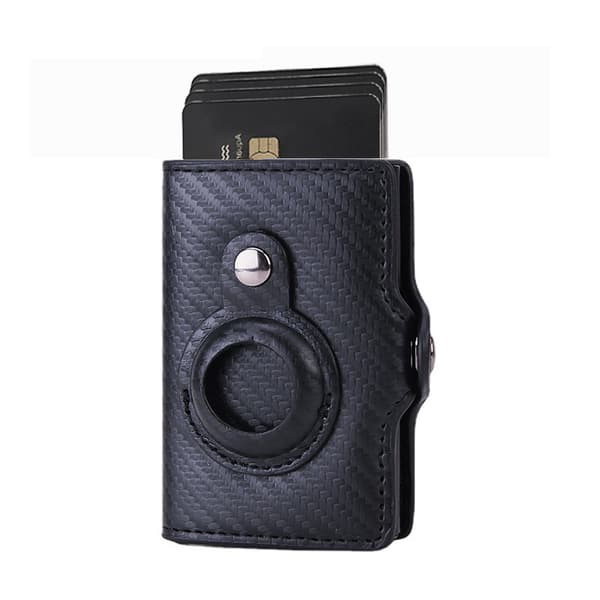 Rfid Slank Læder Airtag Holder Penge Kort Etui (Kulfiber)