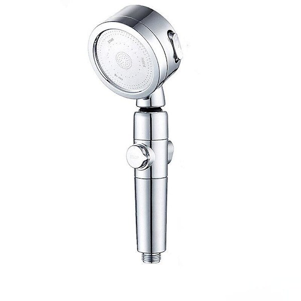 3-modus brusehoved justerbar med filter højtryksvandbesparende justerbar flow one-key stop vand øko regnbrusehoved Silver handgrip