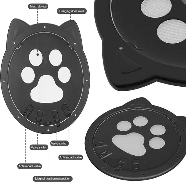 Kattedør med insektnet, låsbar til katte og små hunde (sort)