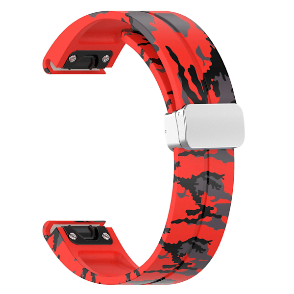 Sølvspenne 22mm Silikon Rem Klokkerem For Garmin Fenix 7 / Forerunner 965/955/945/935 Camo Red