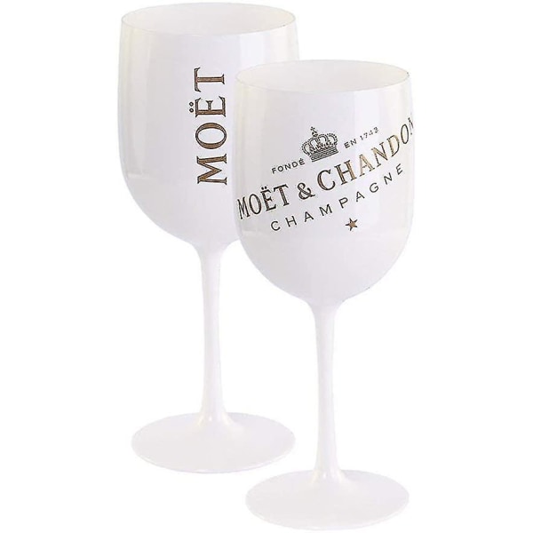 1 Stk Plast Vin Party Hvid Champagne Moet Glas