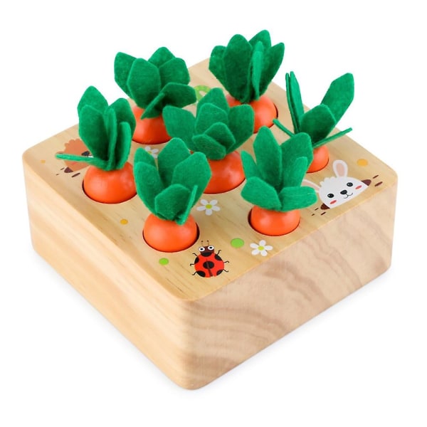 Puinen lelu Montessori Muoto Koko Lajittelu Palapeli Porkkana Väri Laatikko Sadonkorjuu ja kehitys Paras lahja sinulle
