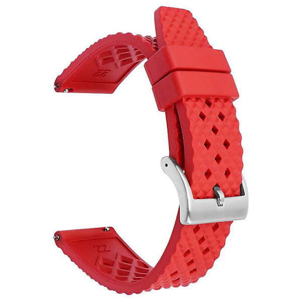 För Huawei Watch GT 3 42mm/ GT 3 Pro 43mm klockarmband 20mm fluorogummiarmband Red Silver Buckle