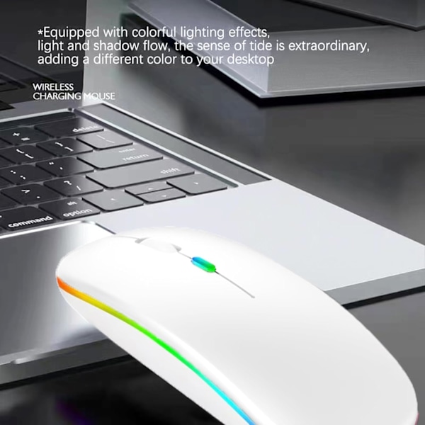 Led Dual Mode Genopladelig Lydløs Ultratynd Laptop Mus Med Bt5.2 Usb Modtager (2 stk. Hvid)
