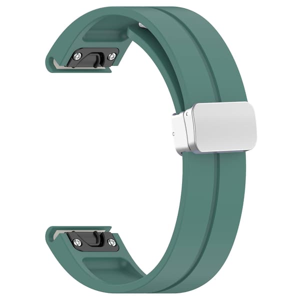 Silikon 26mm Fällbart Silver Spänne Klockarmband För Garmin Fenix 7x/7x Solar/tactix 7 Pro Green