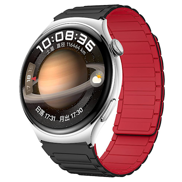 Silikonklokkebånd for Huawei Watch 4/ 4 Pro/ GT 4 46mm Magnetisk håndleddsstropp Black Red