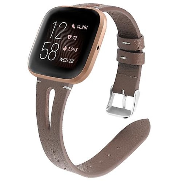 For Fitbit Versa 2 Leather Middle Opening Watch Band IDZ Powder Gray