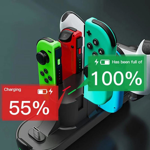 Laddningsstation för 6 portar, laddningsdocka för N-intendo Switch Oled