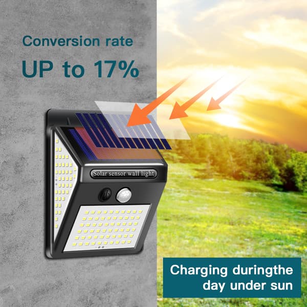 Udendørs Solar Floodlight Lampe 3 Tilstande/150LED, med Bevægelsessensor 4-pak 150 LED
