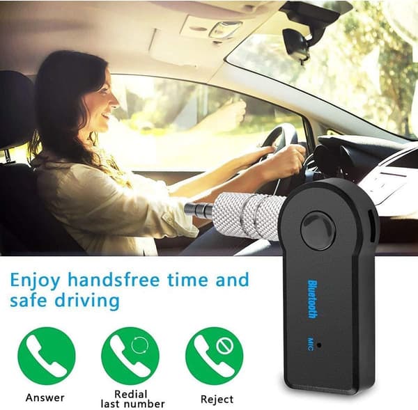 Bluetooth Aux Bilmottaker 3.0 med håndfrie samtaler, mottaker for å lytte til musikk