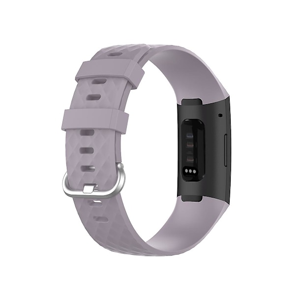 18mm Silverfärgat spänne TPU handledsrem armband för Fitbit Charge 4 / Charge 3 SE, Storlek: L Light Purple