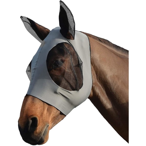 Fluemaske til heste Fluemasker til heste Fluemaske Insektafvisende UV-beskyttelse med ører (grå)