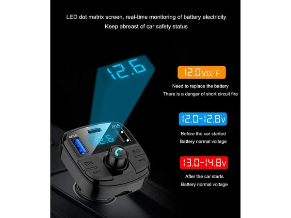 Bluetooth Bil FM-sändare Trådlös Bluetooth 5.0 Bilradioadapter Bilsats