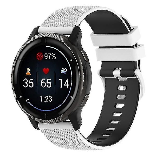 Klockarmband för Garmin Vivoactive 4/Garmin Forerunner 255 klockarmband rutnät textur ersättningsklocka White Black A Garmin Forerunner 255