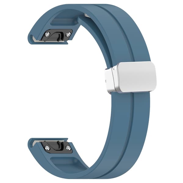 Silikon 26mm Fällbart Silver Spänne Klockarmband För Garmin Fenix 7x/7x Solar/tactix 7 Pro Blue