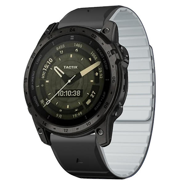 Til Garmin Fenix 5 / 5X / 6X / 7X Urrem 22mm Dual Color Silikone Smart Watch Rem Black  Grey