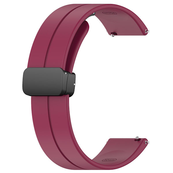Til Huawei Watch GT 4 41mm / Garmin Venu 3S 18mm urrem i silikone med foldelås Wine Red