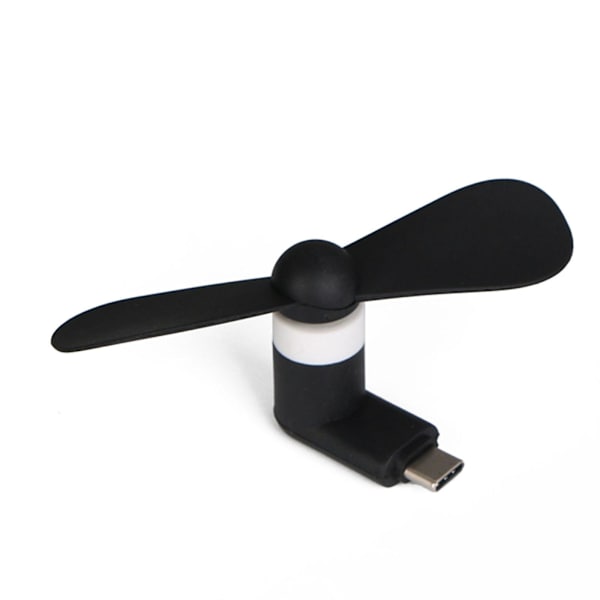 Mini fläkt för utomhusbruk, bärbar USB typ C-port, kylfläkt för Android-telefon och surfplatta Black