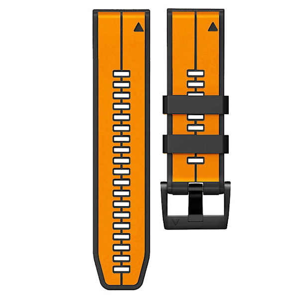 For Garmin Tactix 7 Pro/Fenix 7X/Fenix 6X Pro silikone urrem udskiftning dobbelt farve smart ur rem 26mm Orange Black