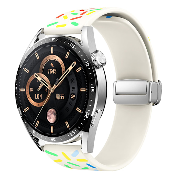 Mønster silikonbånd for Samsung Galaxy Watch6 / Watch6 Classic / Watch 5 Pro / Watch4 Classic, 20mm klokkestropp Starlight Rainbow