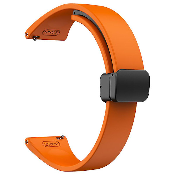Silikone Remme til Samsung Galaxy Watch6 / Watch6 Classic / Watch 5 Pro / Watch4 Classic, Magnetisk Foldespænde 20mm Rem Orange