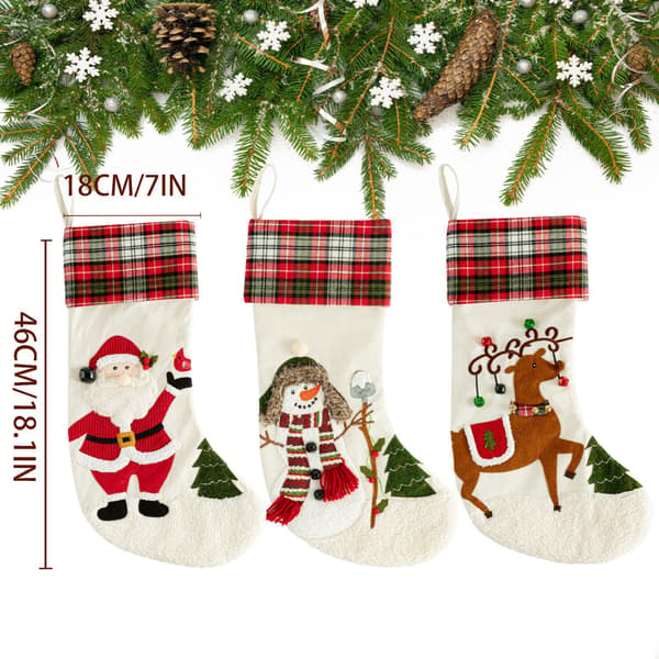 Julstrumpa 3-pack, 45 cm stor storlek
