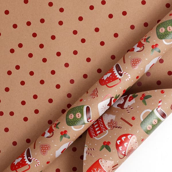 Presentpappersrulle - Vändbart julpapper, 43 cm x 10 m (02)